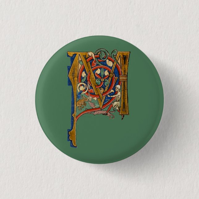 Badge Rond 2,50 Cm M initial éclairé (Devant)