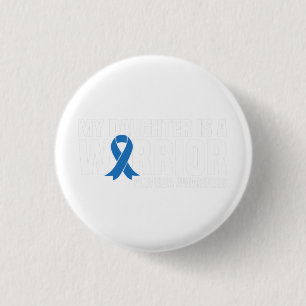 Badge Rond 2,50 Cm Ma fille est un guerrier Bleu Ruban Alopecia Awar