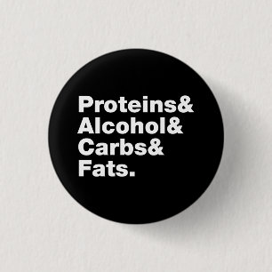 Badge Rond 2,50 Cm Macronutriments. Protéines & Alcool & Carbes & Gra