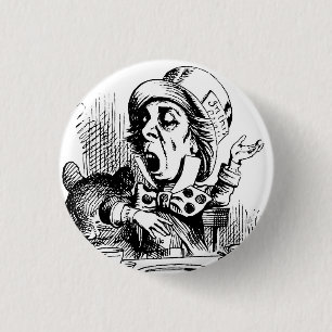 Badge Rond 2,50 Cm Mad Hatter par John Tenniel