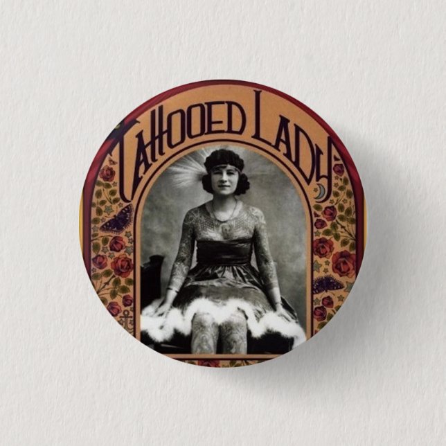 Badge Rond 2,50 Cm Madame tatouée (Devant)