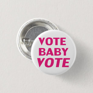 Badge Rond 2,50 Cm magenta rose chaud "vote bébé vote" bouton pin