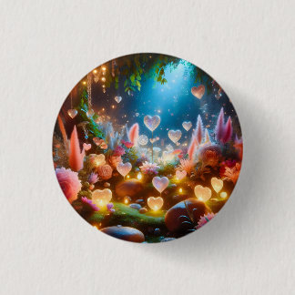 Badge Rond 2,50 Cm Magical Glowing Flowers Heart Garden 