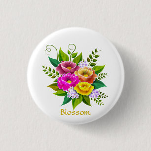 Badge Rond 2,50 Cm Magnifique Bouquet de Fleurs Colorées