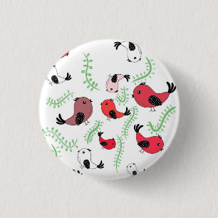 Badge Rond 2,50 Cm Magnifique dessin sur le thème de l'oiseau, à moti
