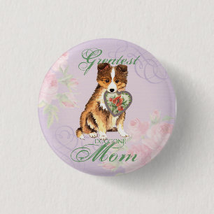 Badge Rond 2,50 Cm Maman de coeur de Sheltie