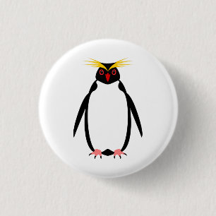 Badge Rond 2,50 Cm Manchot rockhopper ou macaroni drôle