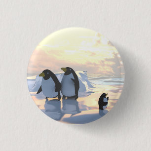 Badge Rond 2,50 Cm manchots se détendant sur une banquise