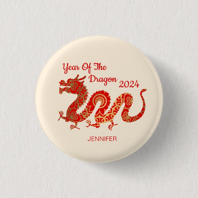 Badge Rond 2,50 Cm Mandala Dragon 2024 - Nouvel An chinois (Devant)