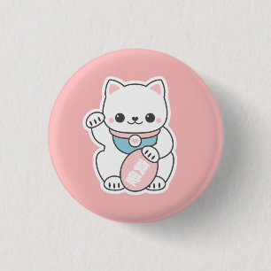 Badge Rond 2,50 Cm Maneki rose Neko