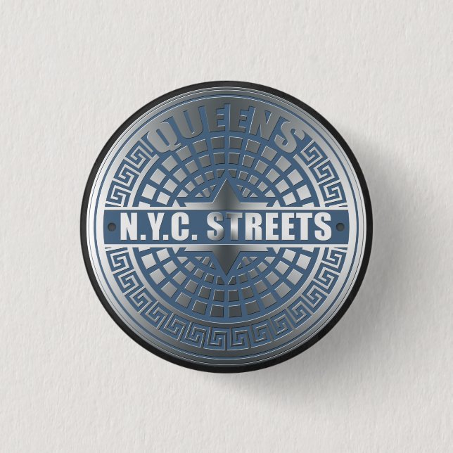Badge Rond 2,50 Cm Manhole Covers Queens (Devant)