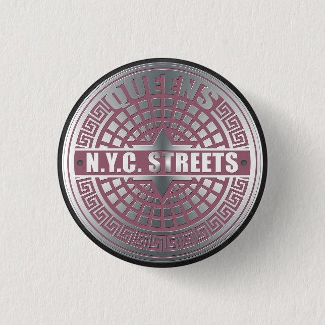 Badge Rond 2,50 Cm Manhole Covers Queens (Devant)