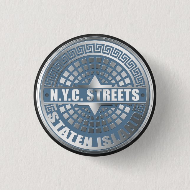 Badge Rond 2,50 Cm Manhole Staten Island Blue (Devant)