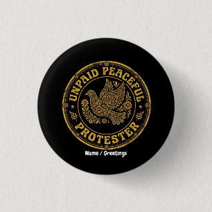 Badge Rond 2,50 Cm Manifestant Pacifique Non Rémunéré Rétro Floral Co
