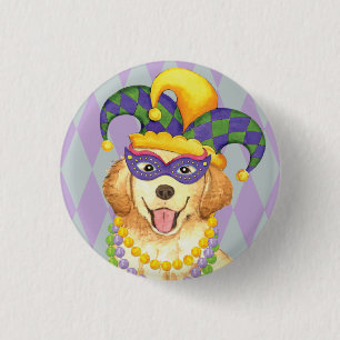 Badge Rond 2,50 Cm Mardi gras d'or