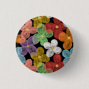 Badge Rond 2,50 Cm Marguerites à la craie