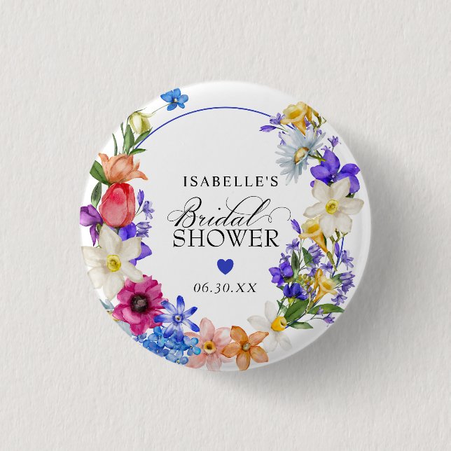 Badge Rond 2,50 Cm Mariage champêtre Purple Blue Red (Devant)