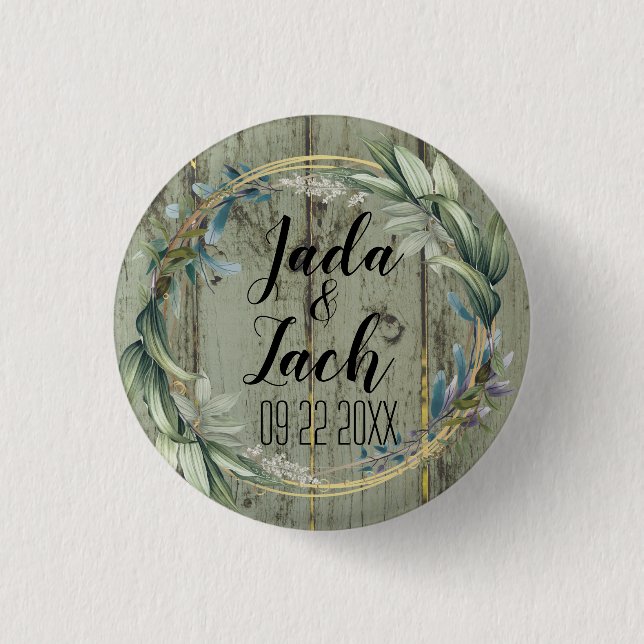 Badge Rond 2,50 Cm Mariage de courroie feutrée rustique (Devant)