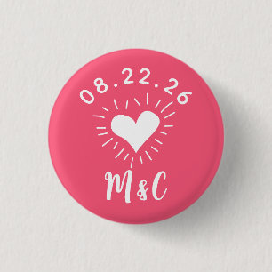 Badge Rond 2,50 Cm Mariage de monogramme cardiaque