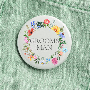 Badge Rond 2,50 Cm Mariage du garçon d'honneur aux fleurs sauvages 
