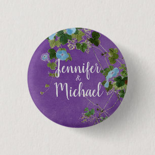 Badge Rond 2,50 Cm Mariage Moderne Calligraphie Plaque Nom Floral