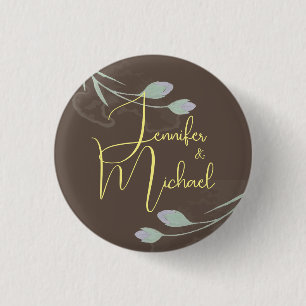 Badge Rond 2,50 Cm Mariage Moderne Minimaliste Plain Calligraphie Nom