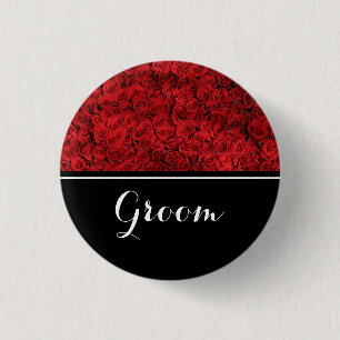 Badge Rond 2,50 Cm Marié épousant les roses rouges