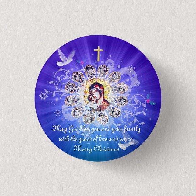 Badge Rond 2,50 Cm Marie et Jésus (Devant)