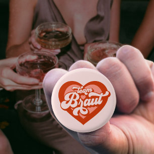 Badge Rond 2,50 Cm Mariée Et Équipe Mariée Bachelorette Rétro Cœur