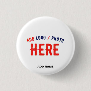 BADGE ROND 2,50 CM MARQUE BLANCHE MODERNE ET PERSONNALISABLE VÉRIFIÉE