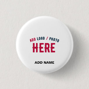 BADGE ROND 2,50 CM MARQUE BLANCHE MODERNE ET PERSONNALISABLE VÉRIFIÉE