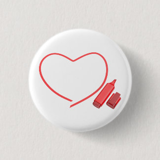 Badge Rond 2,50 Cm Marqueur rouge et coeur rouge