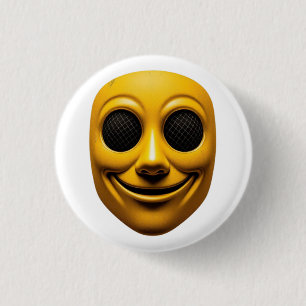 Badge Rond 2,50 Cm Masque souriant jaune