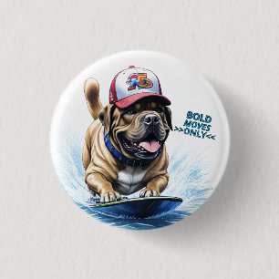 Badge Rond 2,50 Cm Mastiff Dogue anglais planche de surf vacances