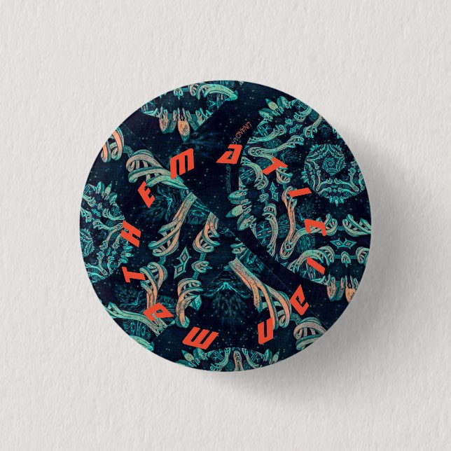 Badge Rond 2,50 Cm Mathématicien. Élégance fractale foncée (Devant)