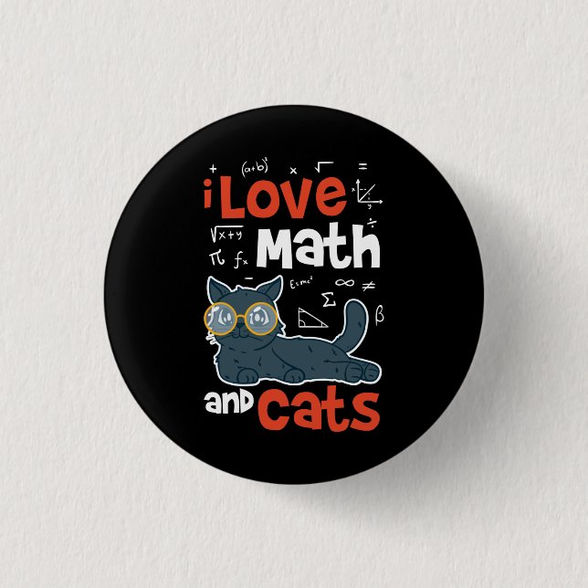 Badge Rond 2,50 Cm Maths et chats (Devant)