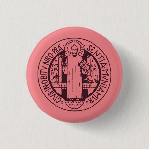 Badge Rond 2,50 Cm Médaille Symbole d'Art Minimaliste Saint Benoît
