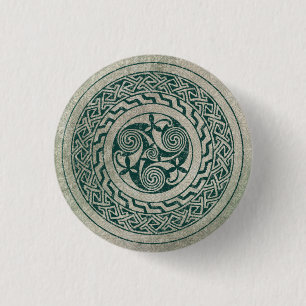 Badge Rond 2,50 Cm Médaillon irlandais Celtic Knotwork Motif en vert