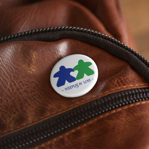 Badge Rond 2,50 Cm Meepes en Amour, Bouton bleu et vert