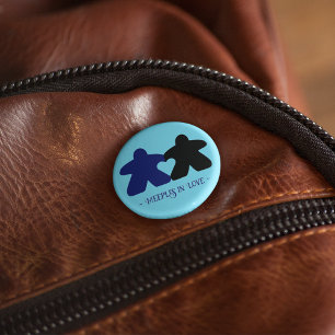 Badge Rond 2,50 Cm Meeps en Love, Bouton Bleu & Noir