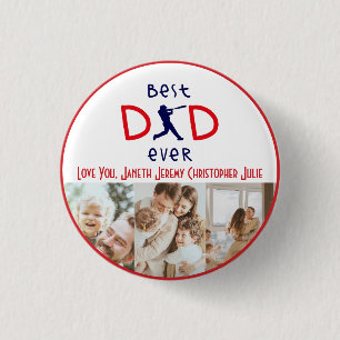 Badge Rond 2,50 Cm Meilleur Papa Jamais Photo Baseball Fête des pères