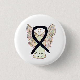 Badge Rond 2,50 Cm Melanoma Sensibilisation Ruban Angel Personnalisé