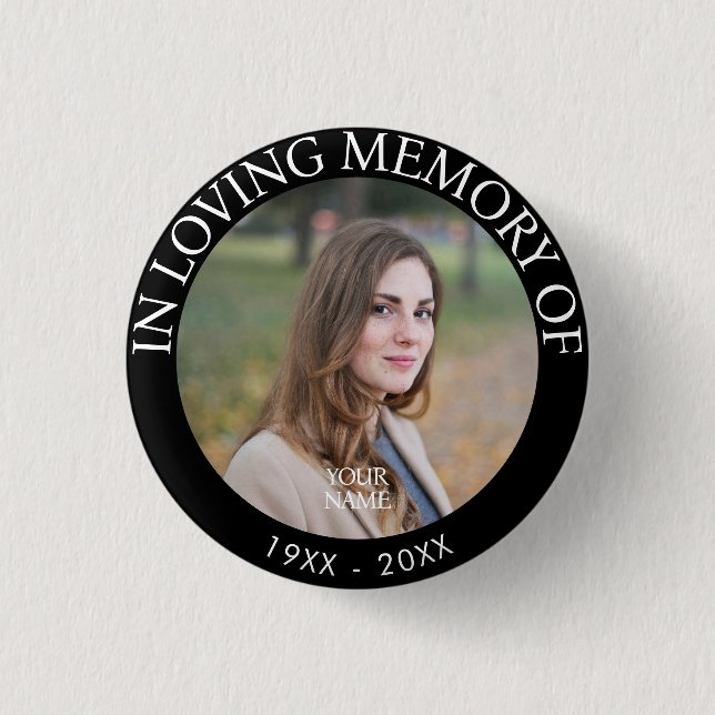 Badge Rond 2,50 Cm Mémorial photo personnalisé (Devant)