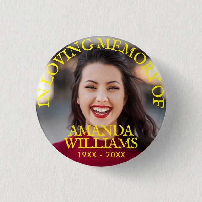 Badge Rond 2,50 Cm Mémorial photo personnalisé jaune (Devant)