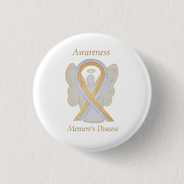 Badge Rond 2,50 Cm Meniere's Disease Awareness Ruban Angel Pin (Devant)