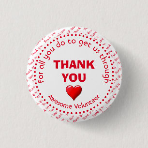 Badge Rond 2,50 Cm MERCI Awesome Volontaire Personnalisable