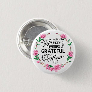 Badge Rond 2,50 Cm Merci. Couronne florale rose