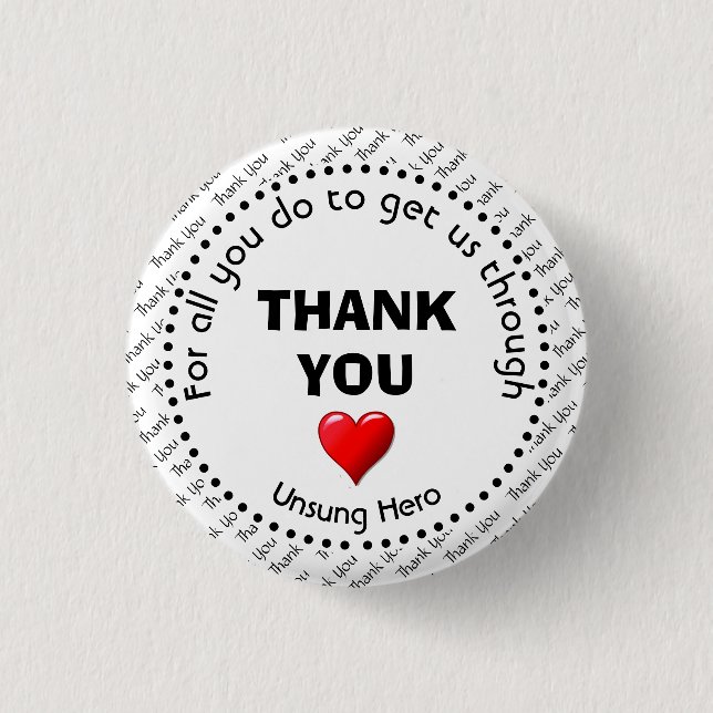 Badge Rond 2,50 Cm MERCI | Héros inconnu | Personnalisable (Devant)