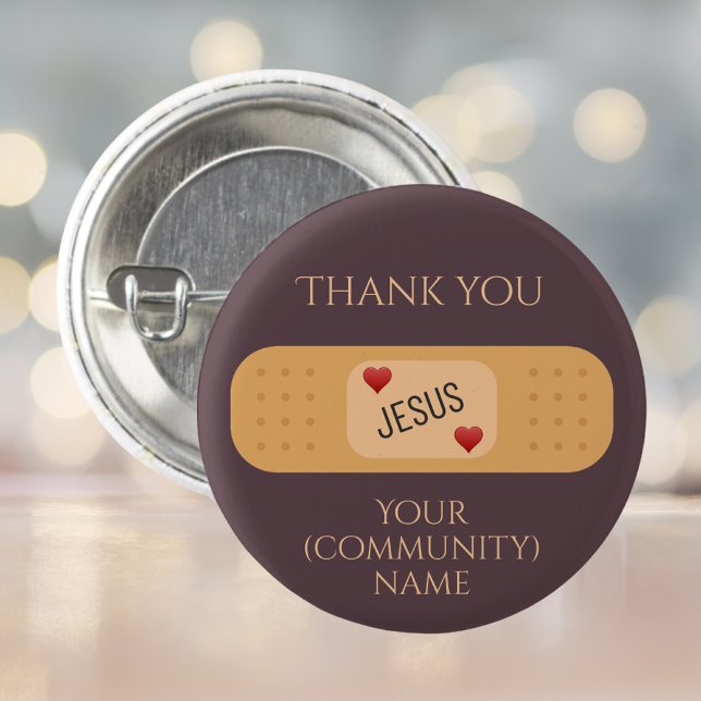 Badge Rond 2,50 Cm Merci Jésus Christ guérisseur sauveur violet Bouto (Créateur téléchargé)
