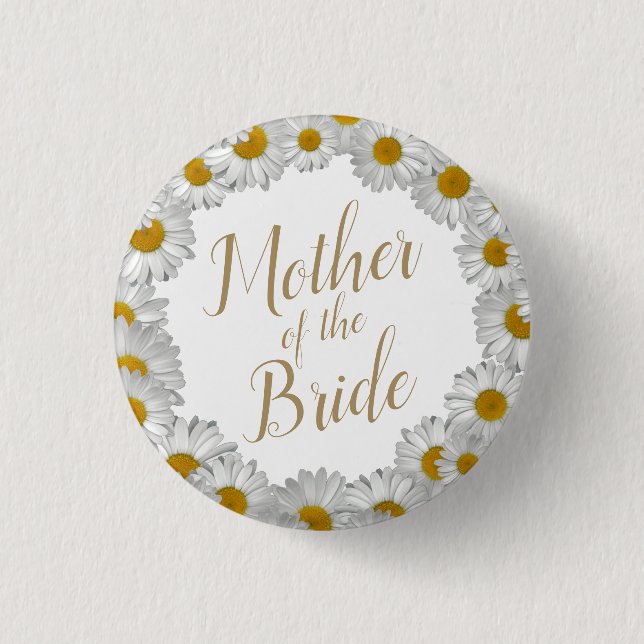 Badge Rond 2,50 Cm Mère de mariée Daisy Flower Wreath (Devant)